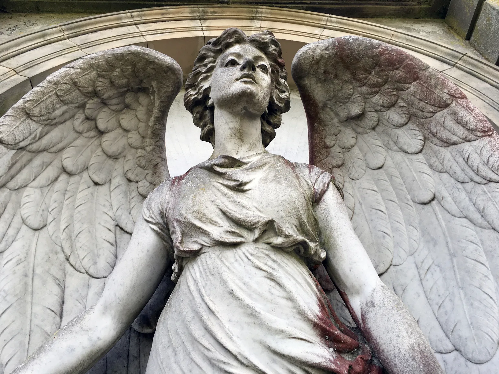 This ancient statue of an angel represents angel numbers, which are repeating numbers such as 11 or 2222 that some see as messages from our guardian angels and spirit guides.